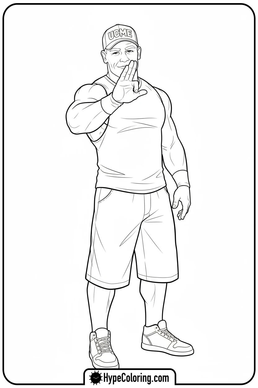 john-cena-gesture - wwe coloring pages