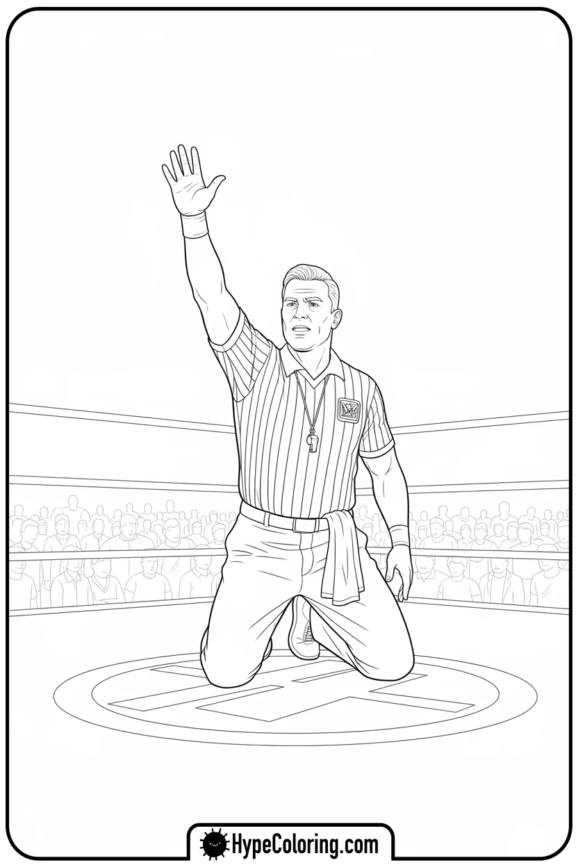referee-counting-pin - wwe coloring pages