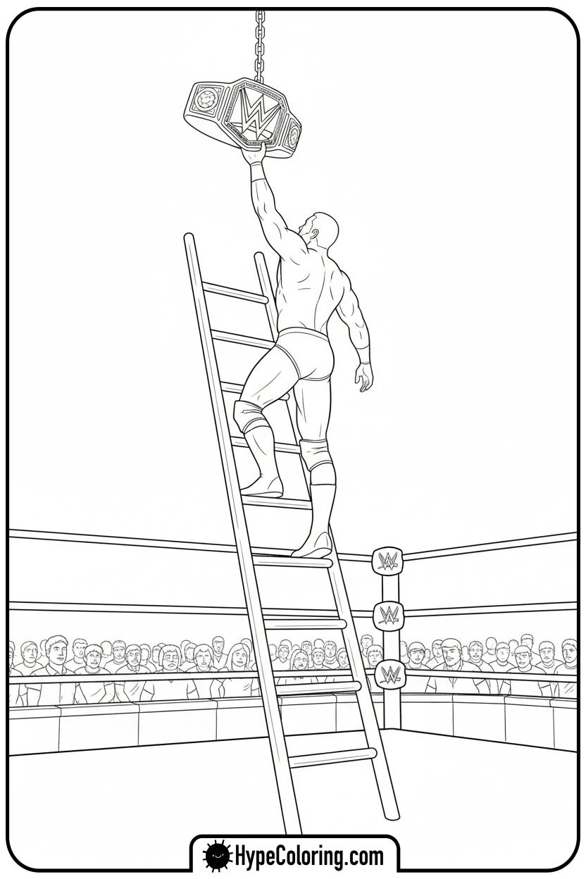 wrestler-climbing-ladder - wwe coloring pages