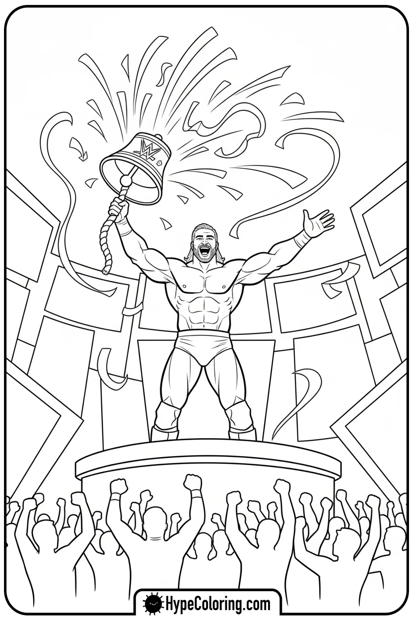 wrestler-ringing-bell - wwe coloring pages