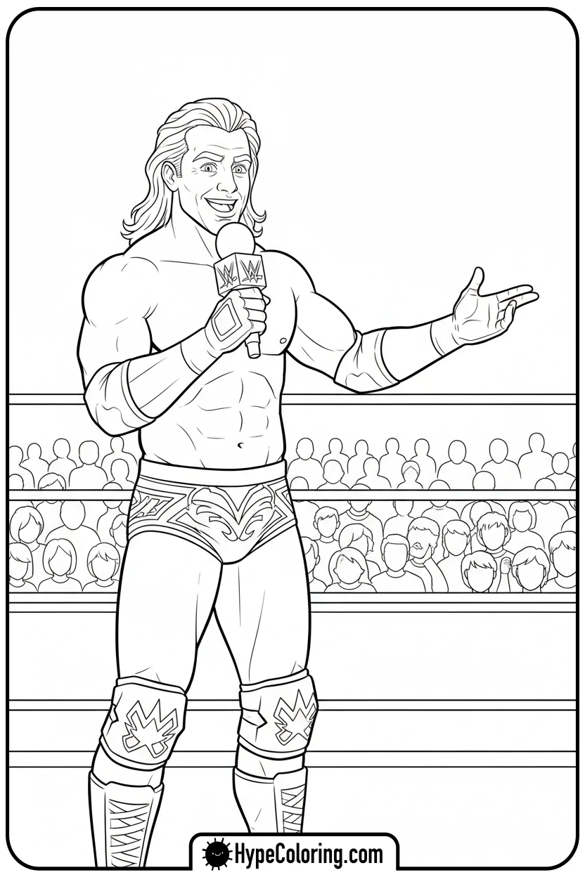 wrestler-on-microphone - wwe coloring pages