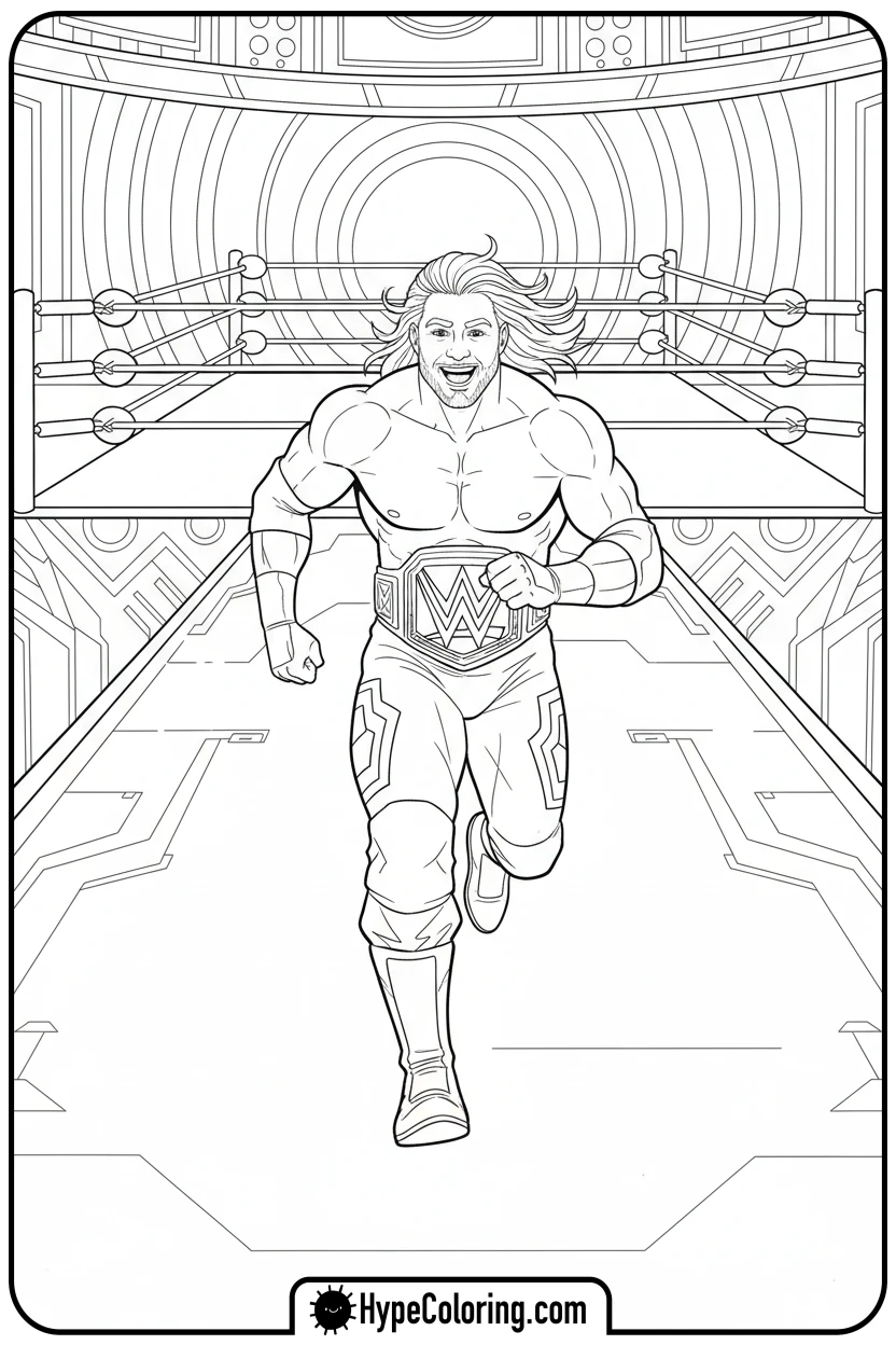 wrestler-running-to-ring - wwe coloring pages