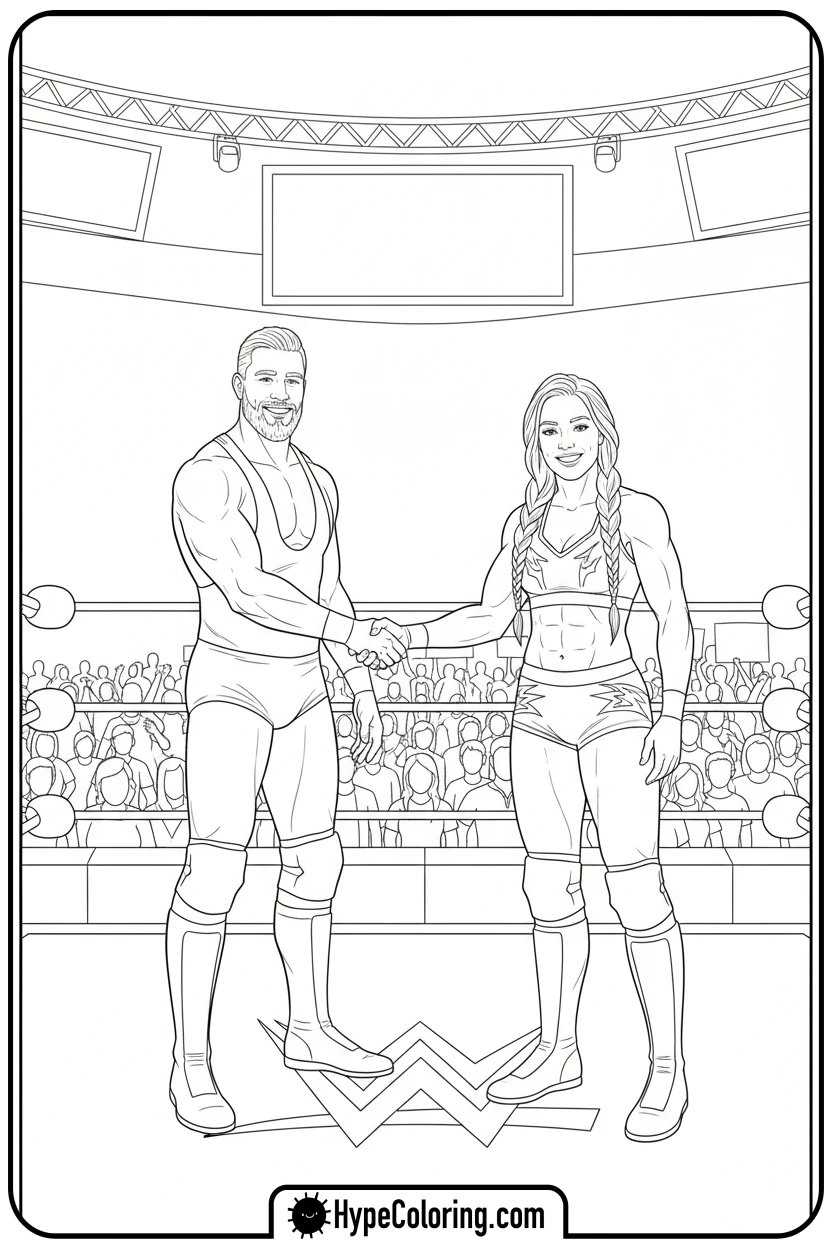 wrestlers-shaking-hands - wwe coloring pages