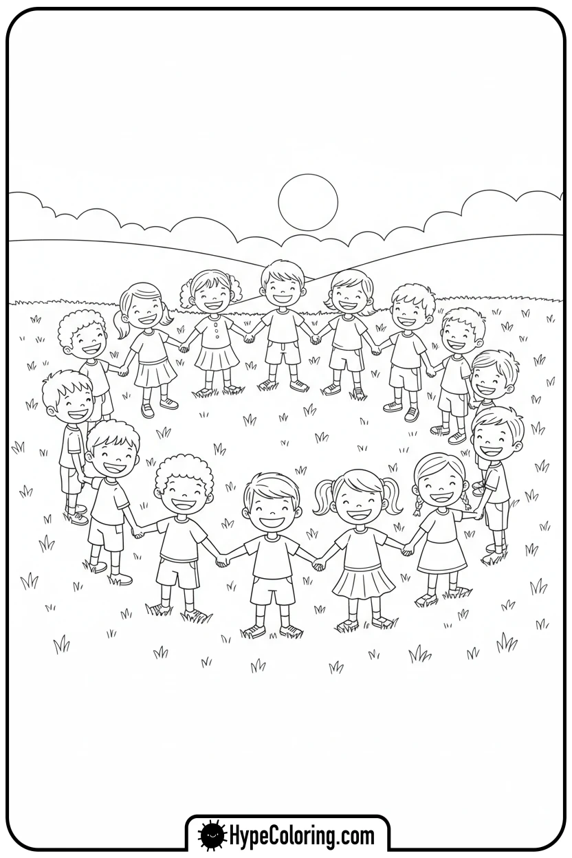 children-holding-hands-in-a-circle - bible verse coloring pages