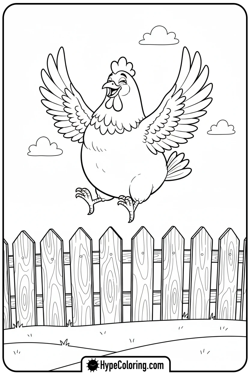 chicken-attempting-to-fly - chicken coloring pages