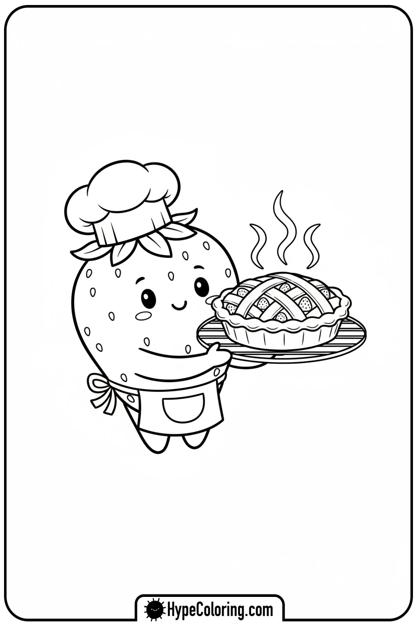 strawberry-baking-pie - coloring pages for strawberry