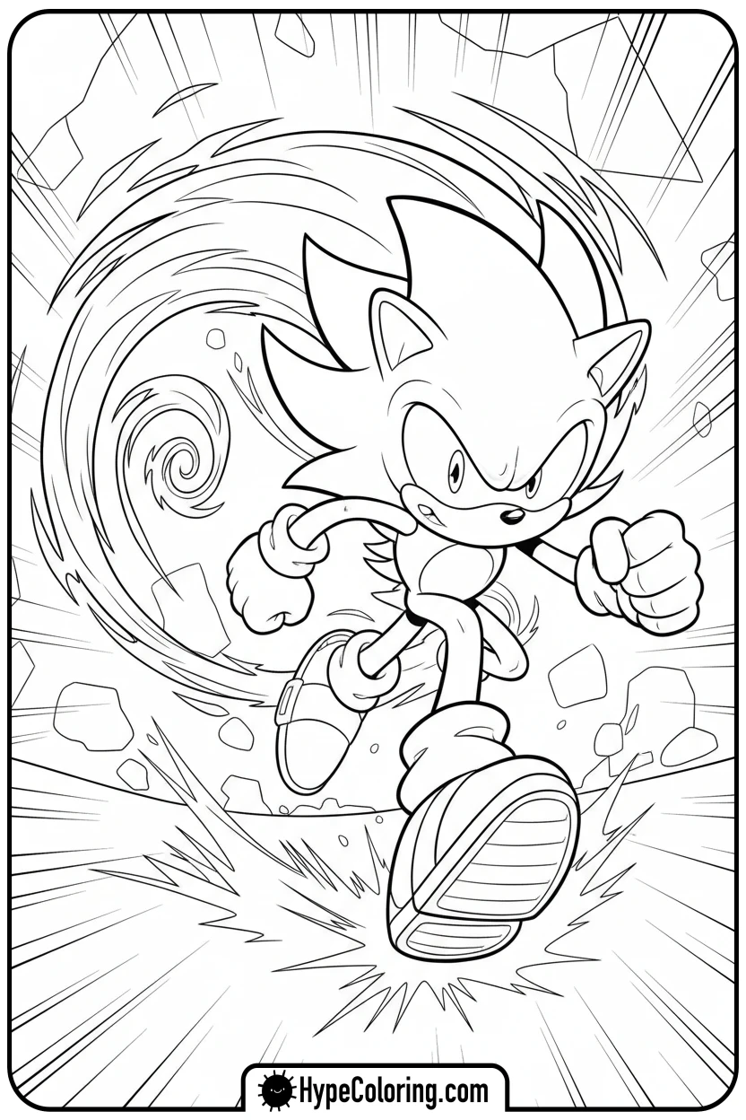 Click to download PDF dark-sonic-running-with-energy-trail - dark sonic coloring pages