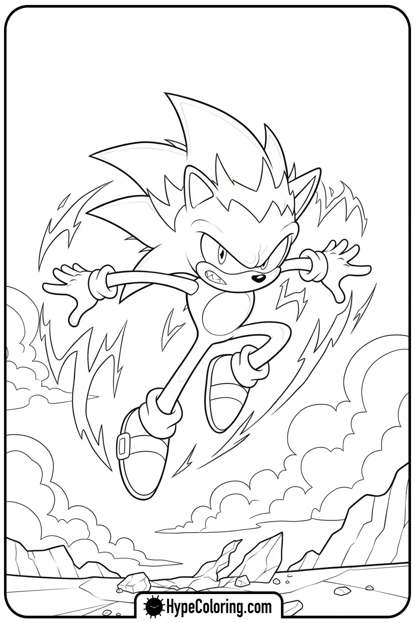 Click to download PDF dark-sonic-leaping-high - dark sonic coloring pages