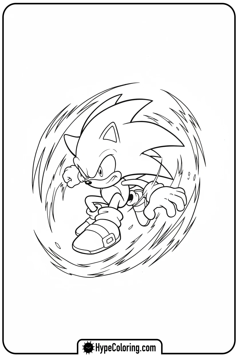 Click to download PDF dark-sonic-mid-spin-dash - dark sonic coloring pages