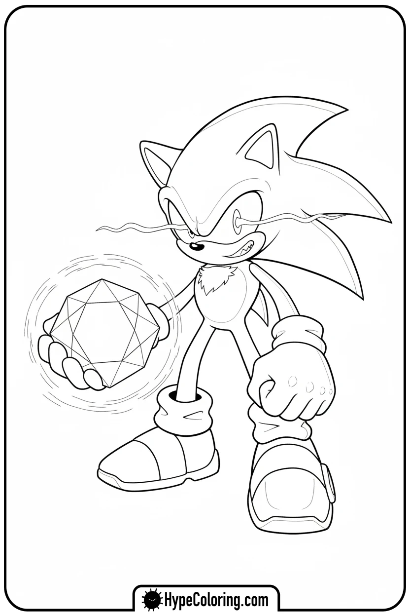 Click to download PDF dark-sonic-with-chaos-emerald - dark sonic coloring pages