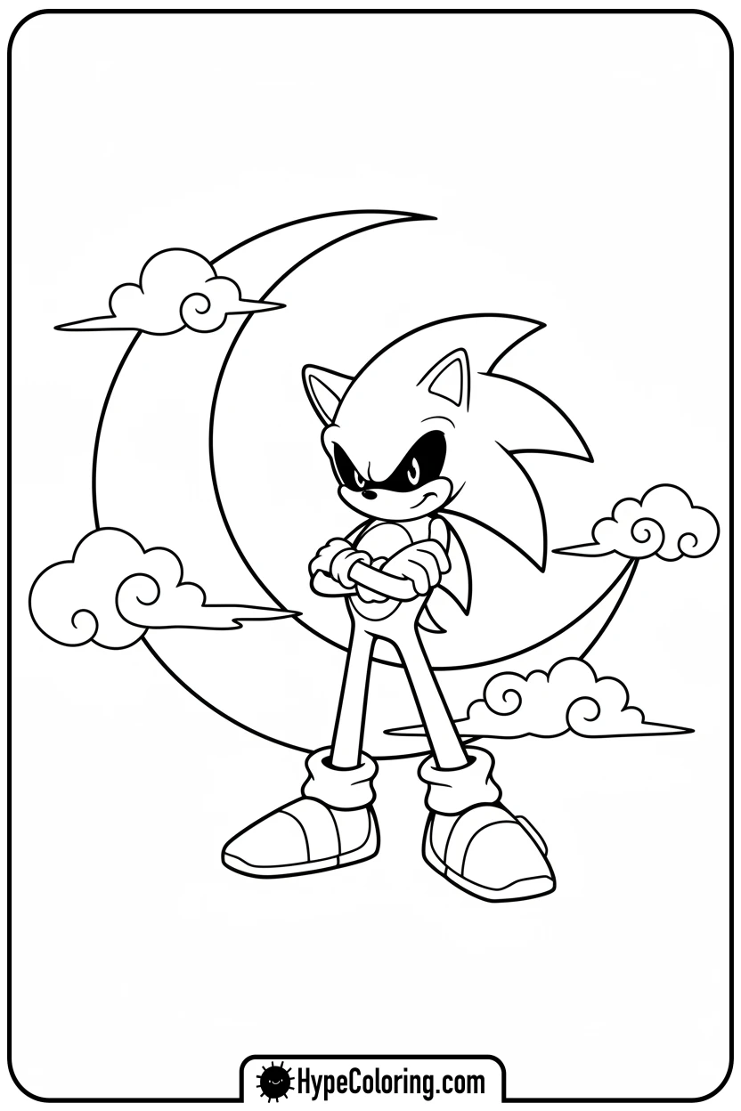 Click to download PDF dark-sonic-moon-silhouette - dark sonic coloring pages