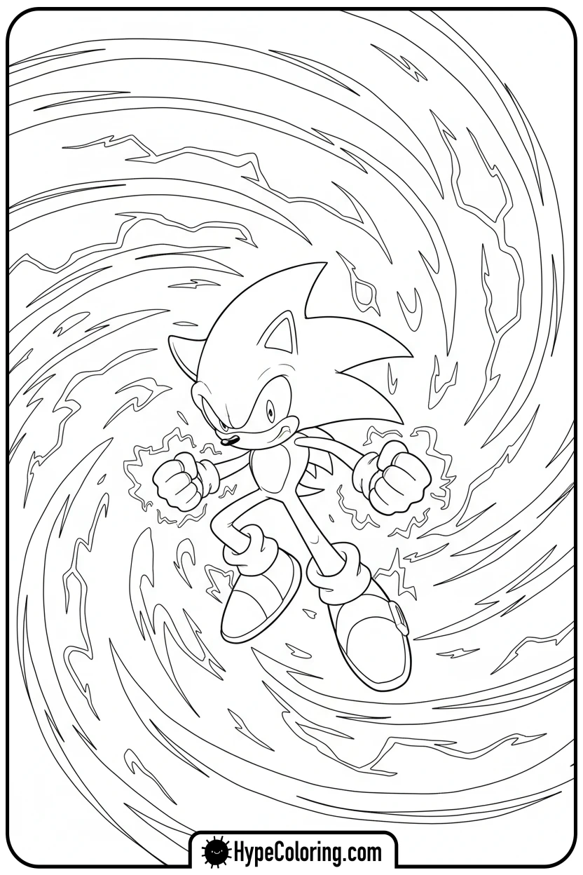 Click to download PDF dark-sonic-powering-up - dark sonic coloring pages