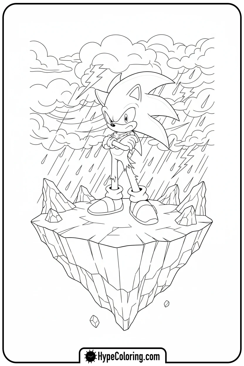 Click to download PDF dark-sonic-on-floating-island - dark sonic coloring pages