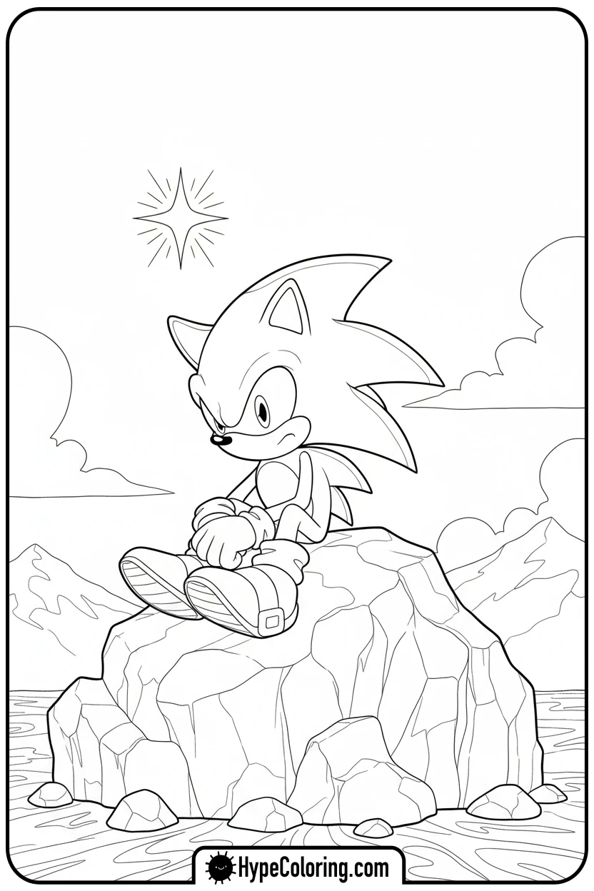 Click to download PDF dark-sonic-contemplative-pose - dark sonic coloring pages