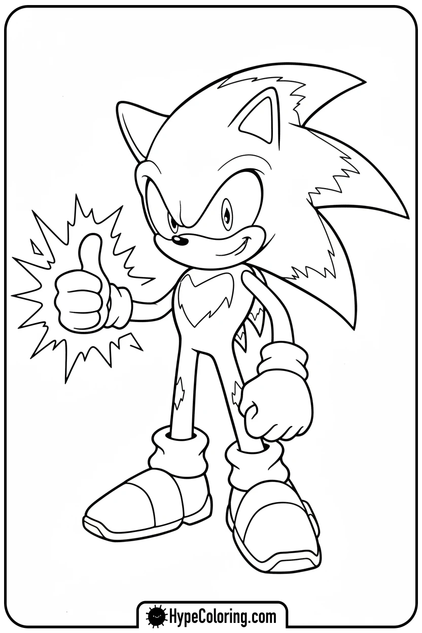 Click to download PDF dark-sonic-thumbs-up - dark sonic coloring pages