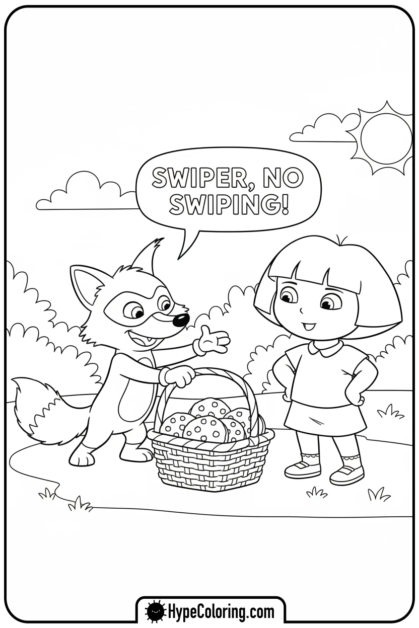 Click to download PDF dora-stopping-swiper - dora the explorer coloring pages