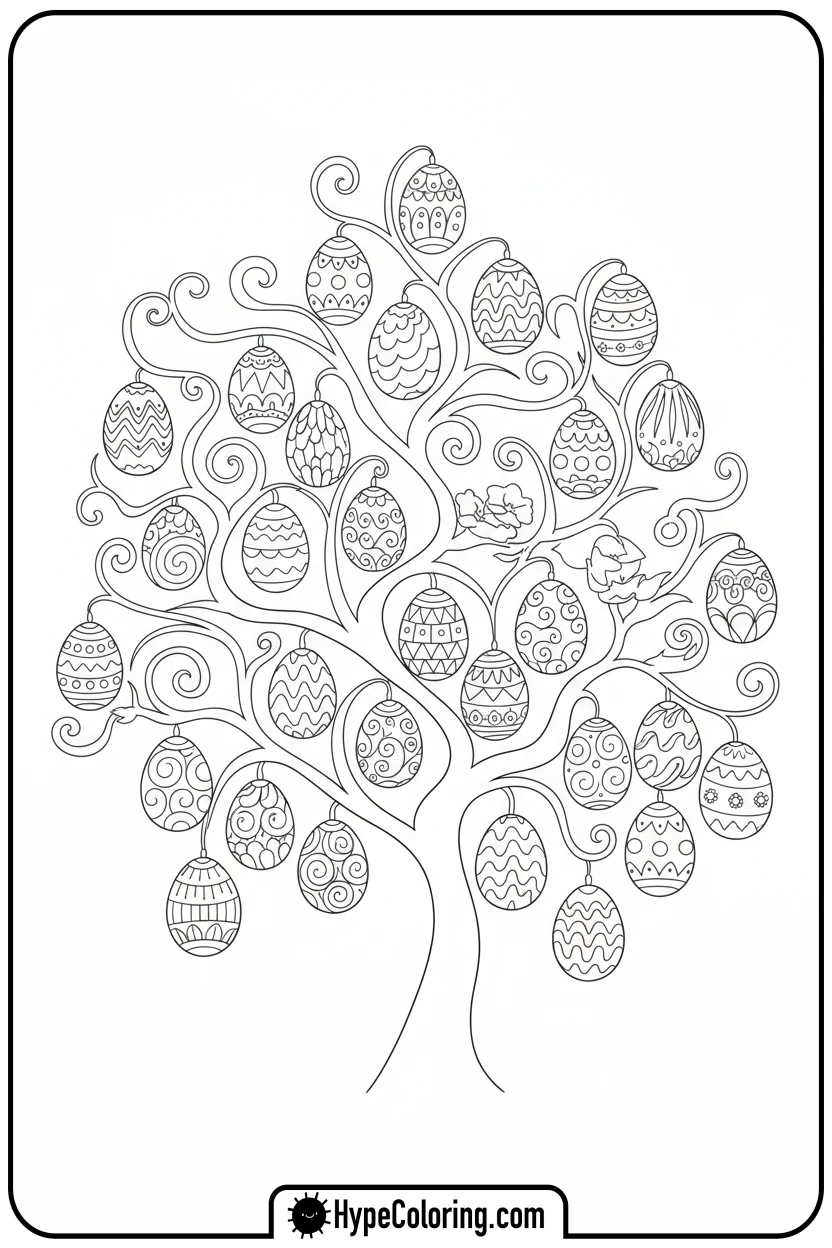 easter-egg-tree - easter egg coloring pages