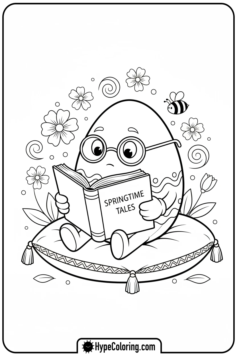 easter-egg-reading-a-book - easter egg coloring pages