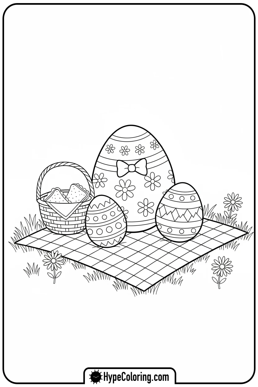 easter-egg-family-picnic - easter egg coloring pages