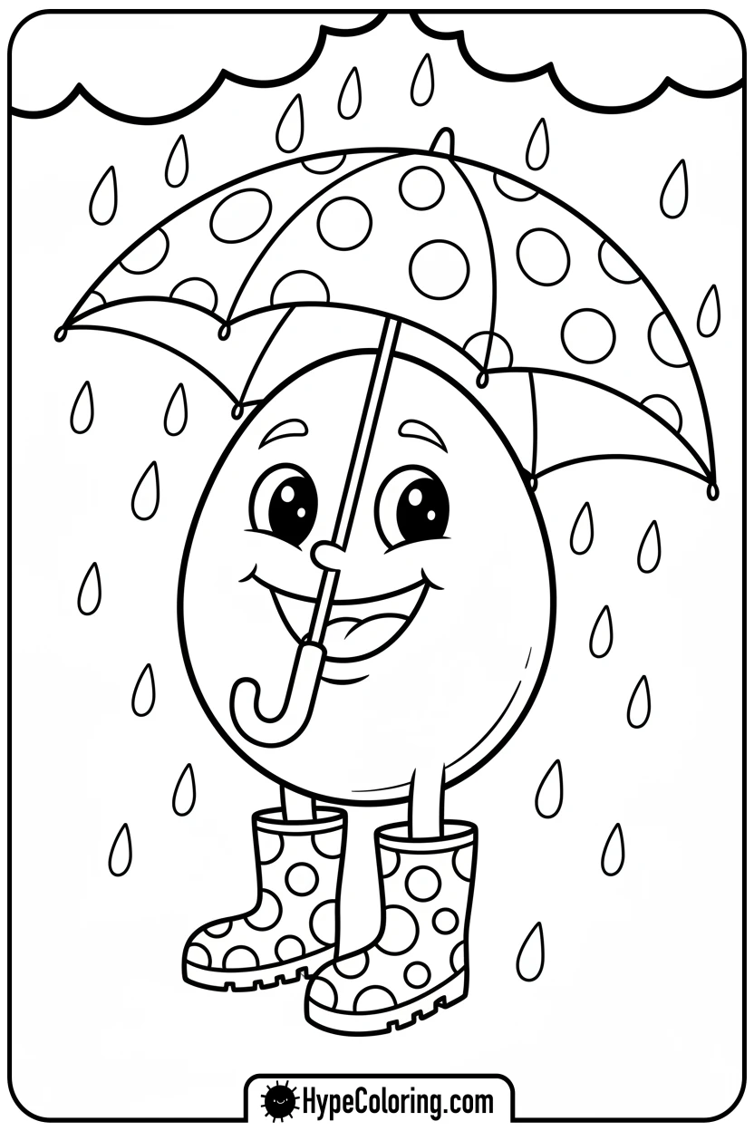 easter-egg-under-umbrella-in-rain - easter egg coloring pages