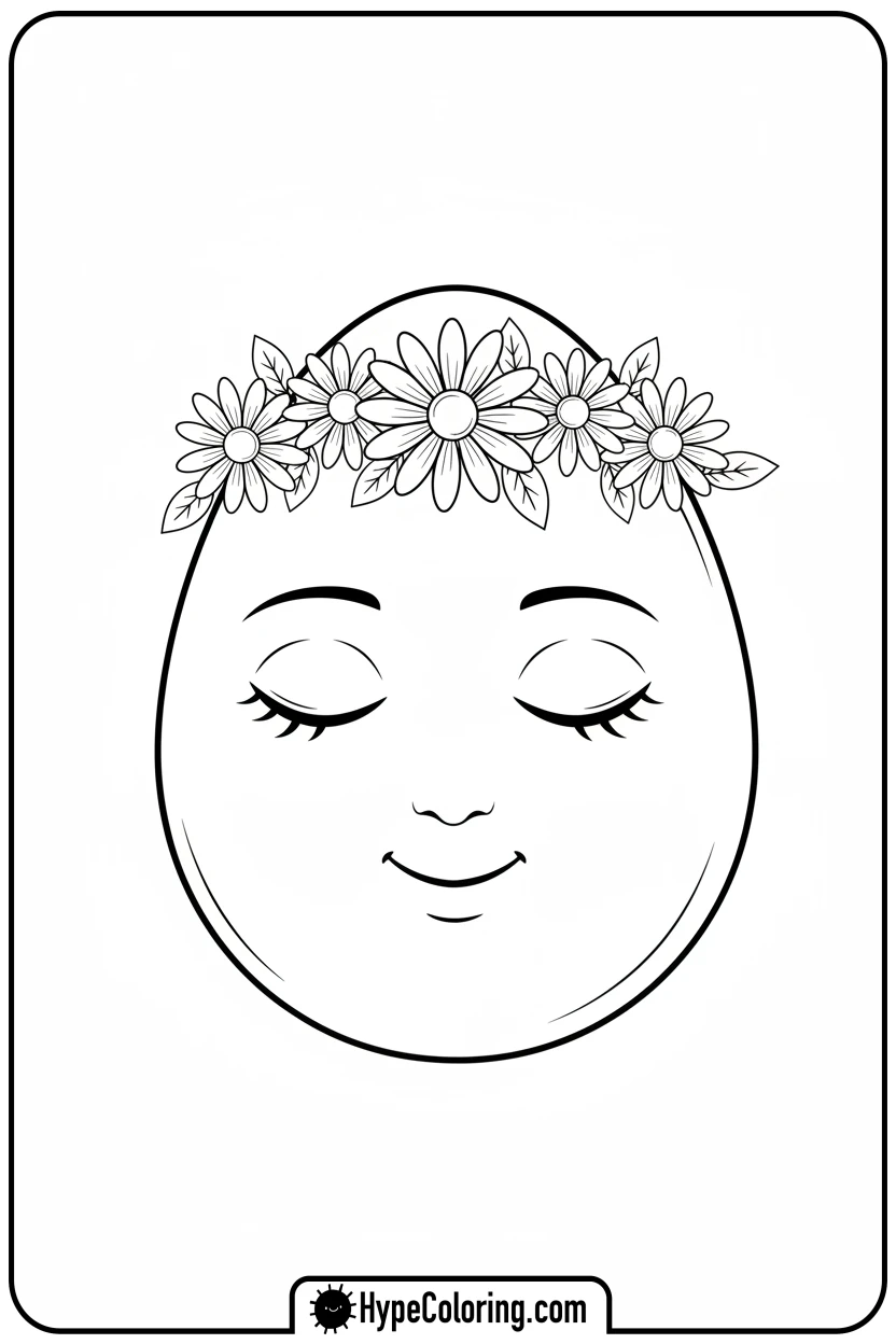 easter-egg-wearing-a-flower-crown - easter egg coloring pages