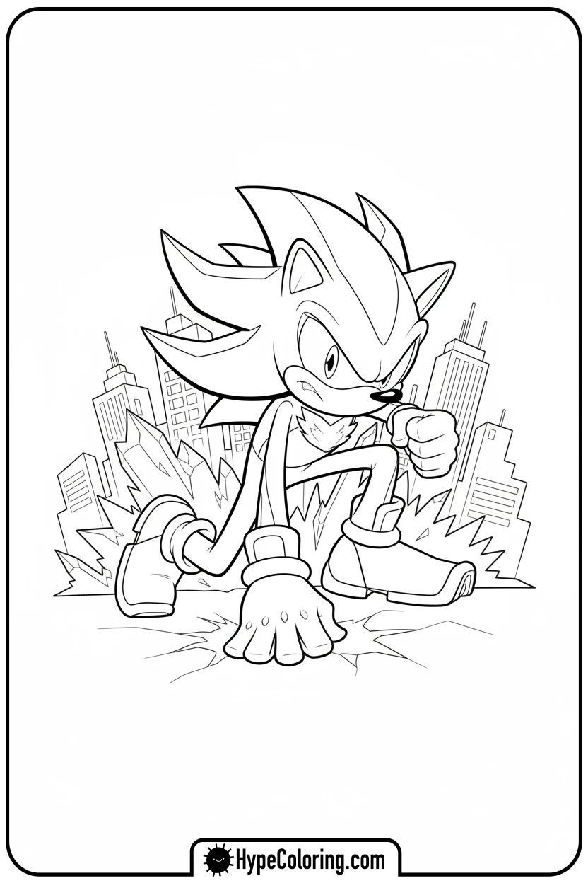 shadow-doing-superhero-landing - free coloring pages of shadow the hedgehog