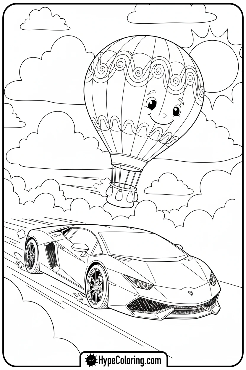 lamborghini-racing-balloon - lamborghini coloring page