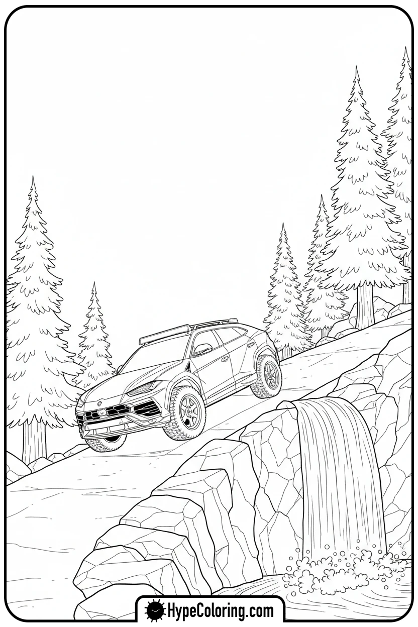 lamborghini-on-mountain-road - lamborghini coloring page
