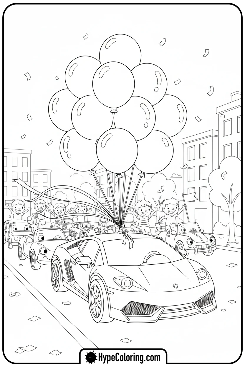lamborghini-in-a-parade - lamborghini coloring page