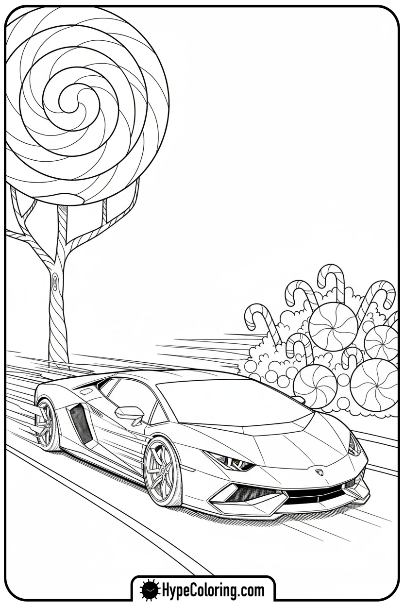 fast-lamborghini-by-candy-trees - lamborghini coloring page