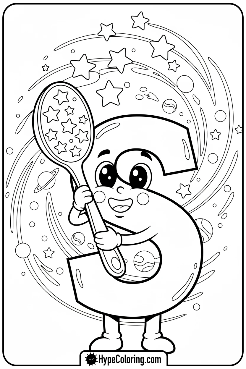 happy-s-holding-star-filled-spoon - letter s coloring pages
