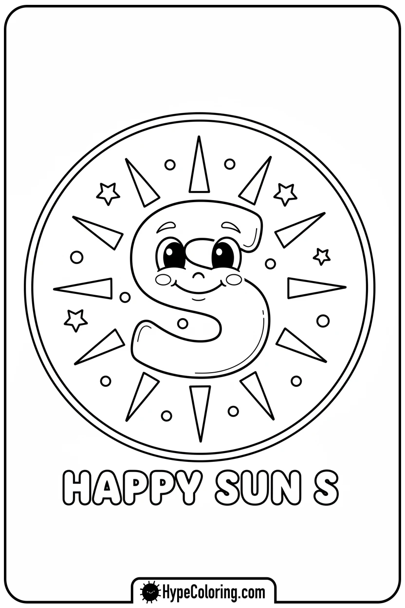 smiling-s-sun-with-radiating-rays - letter s coloring pages