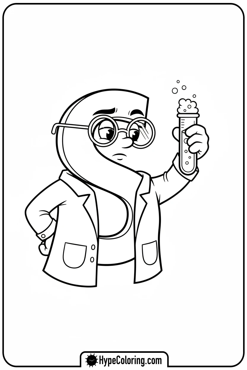s-scientist-with-bubbling-test-tube - letter s coloring pages