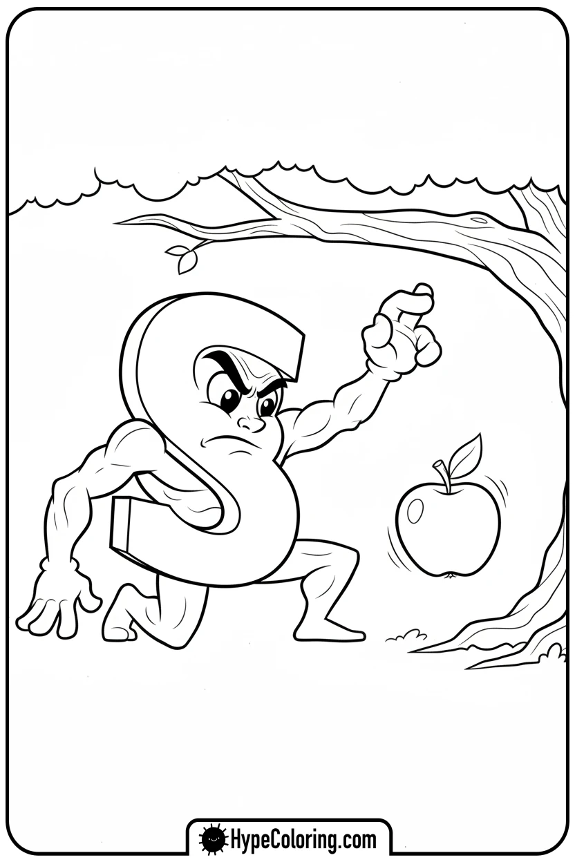 heroic-s-catching-falling-apple - letter s coloring pages