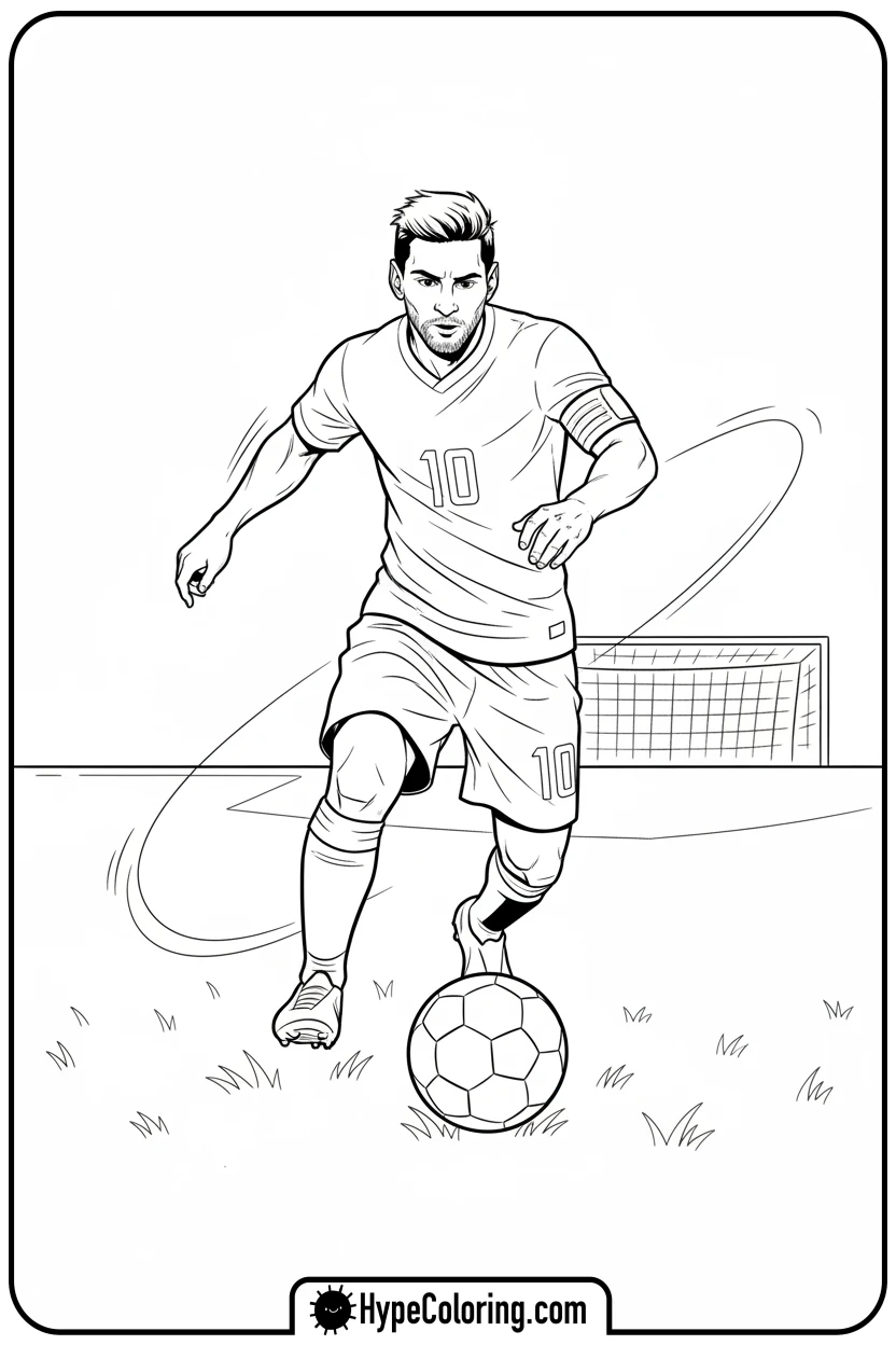 messi-dribbling-soccer-ball - messi soccer coloring pages