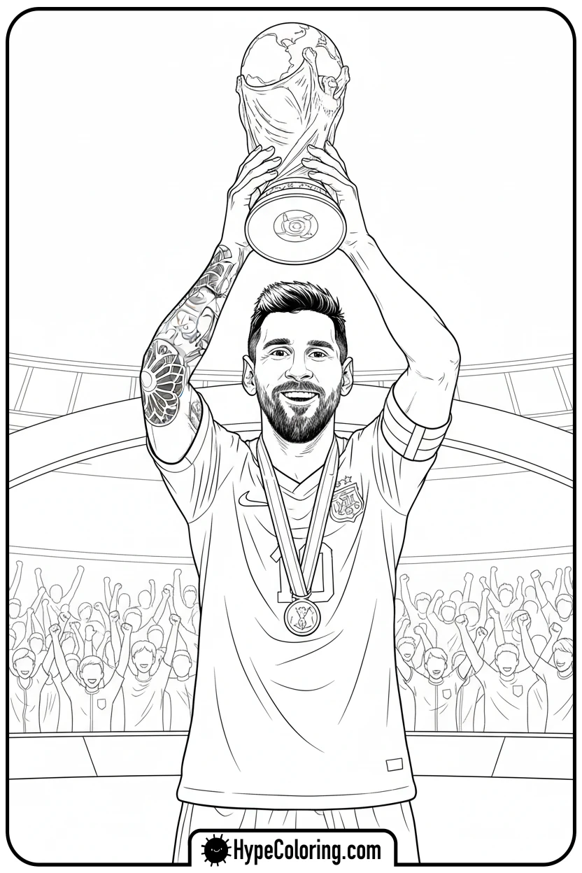 messi-holding-trophy - messi soccer coloring pages