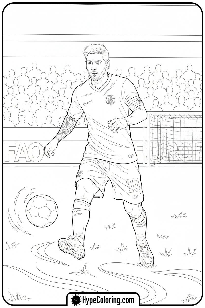 messi-passing-ball - messi soccer coloring pages