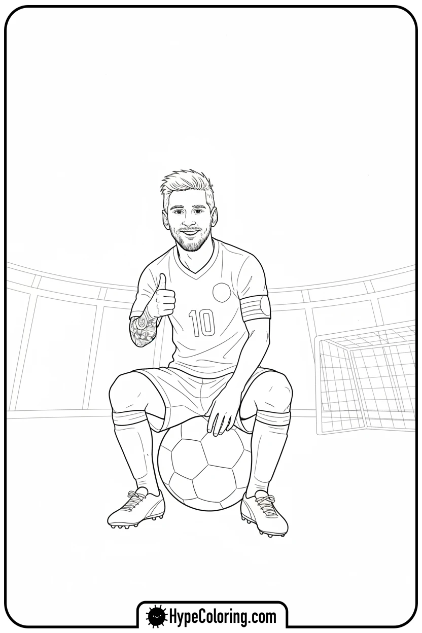messi-sitting-on-ball - messi soccer coloring pages