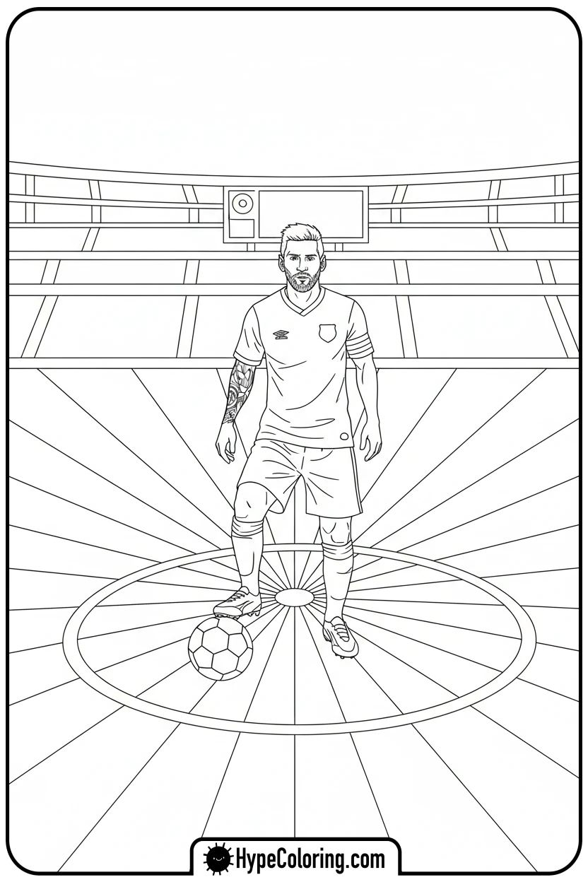 messi-kick-off-pose - messi soccer coloring pages