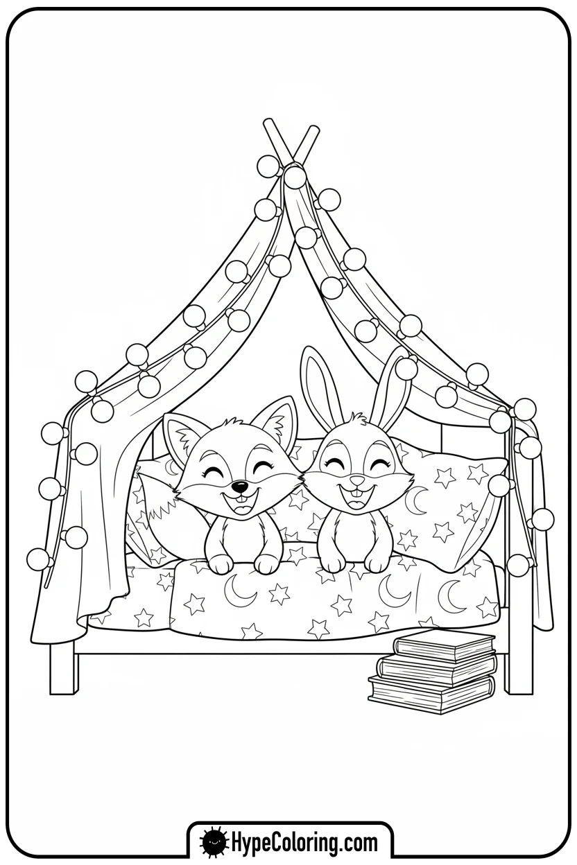 animals-in-blanket-fort - get well soon coloring pages