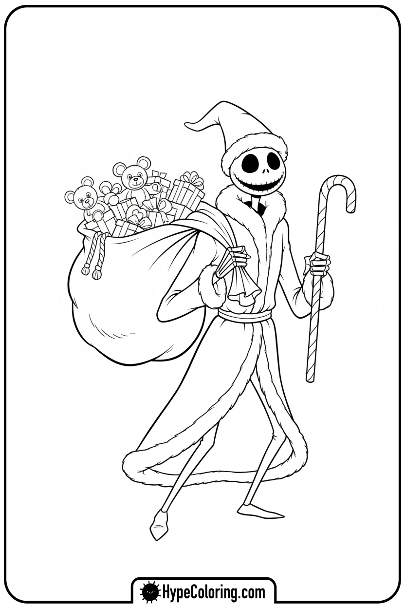 santa-jack-with-a-toy-sack - jack skeleton coloring pages