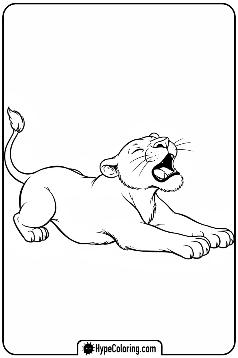 lioness-stretching-playfully - lioness coloring pages