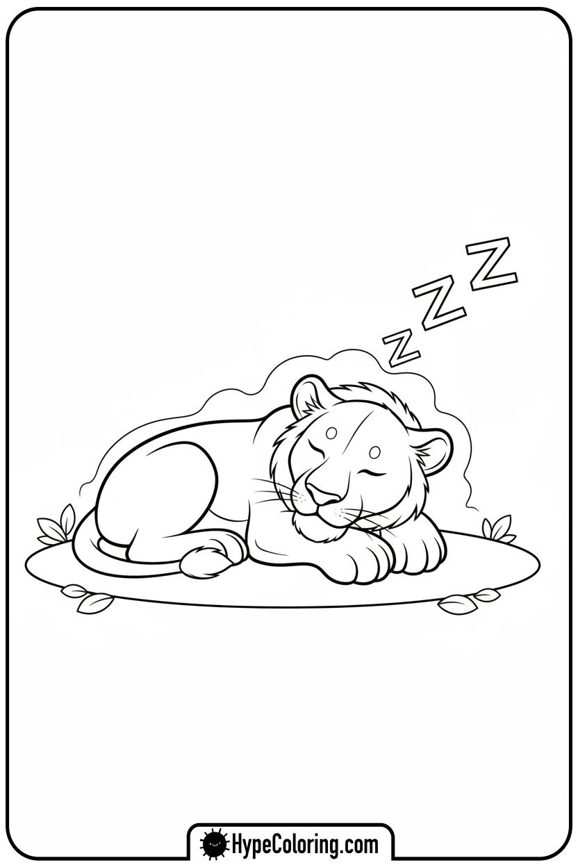 lioness-sleeping-peacefully - lioness coloring pages