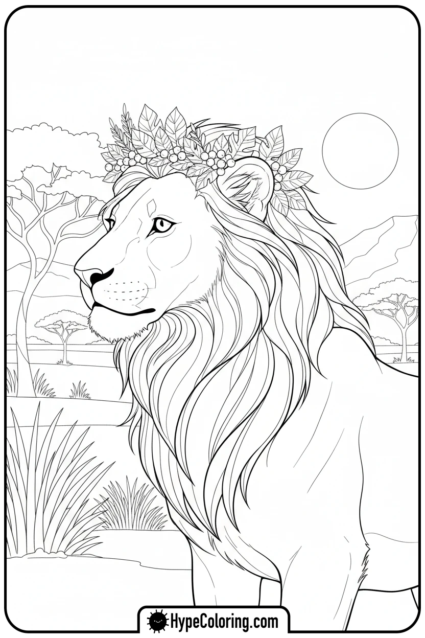 crowned-lioness - lioness coloring pages