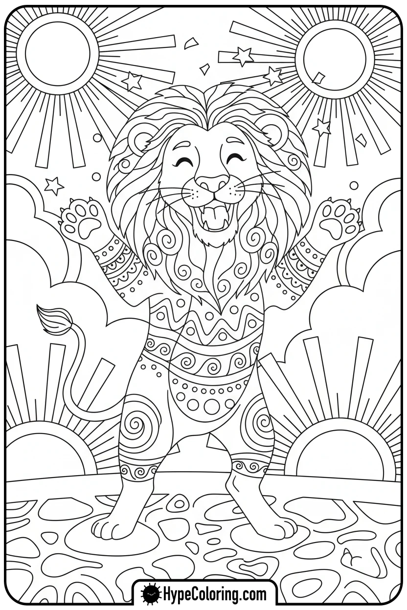 lioness-roaring-playfully - lioness coloring pages