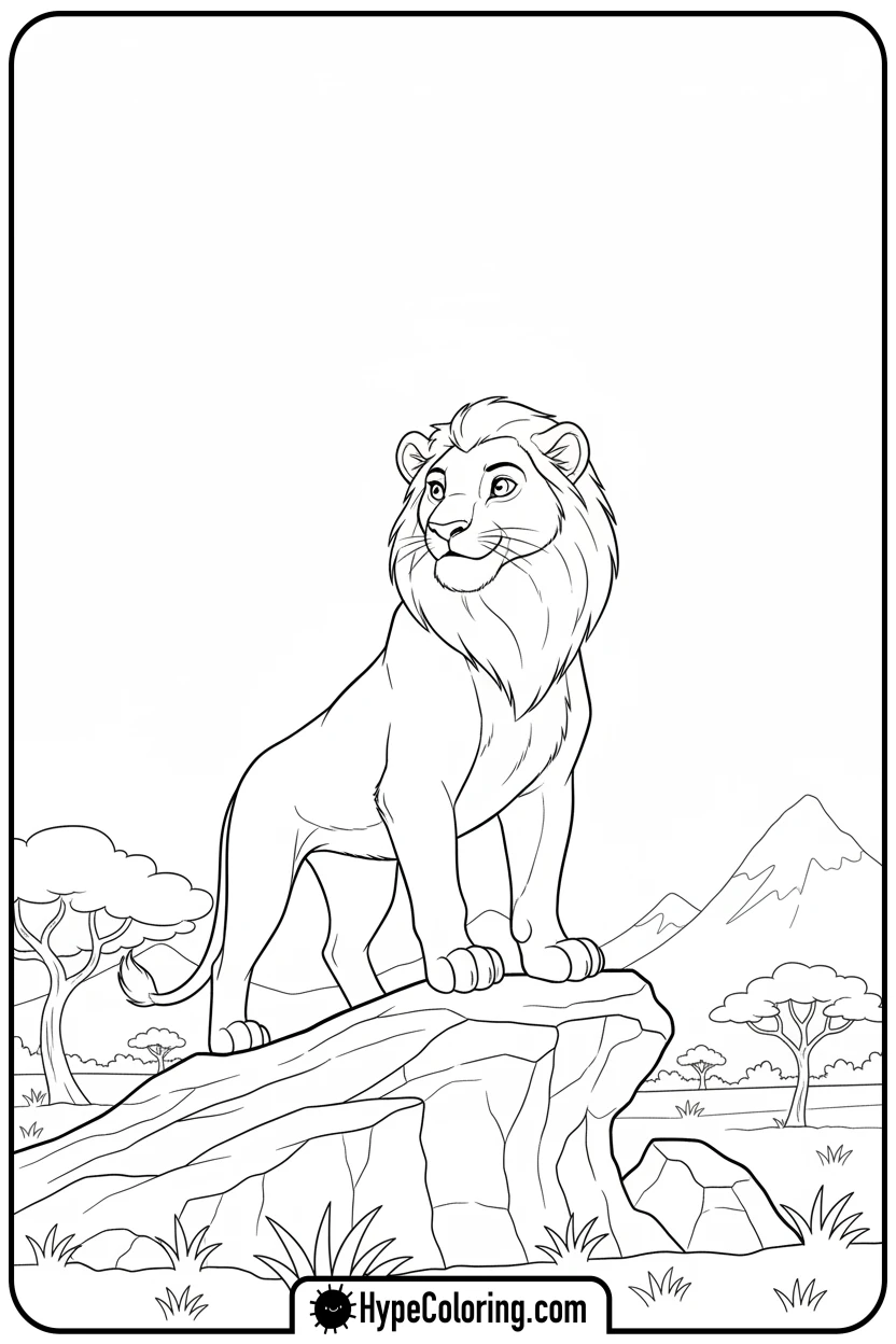 lioness-on-rocky-outcrop - lioness coloring pages