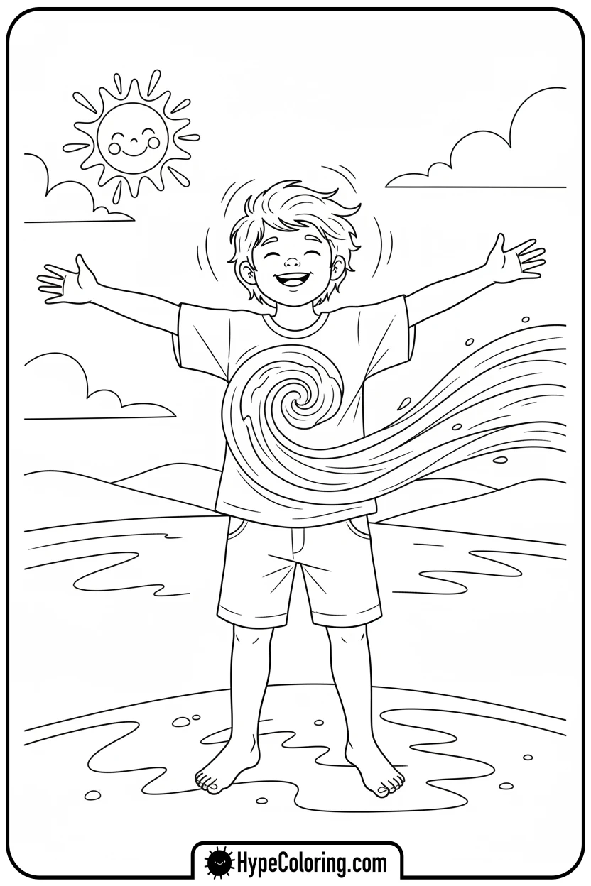 Click to download PDF child-taking-deep-breath - mental health coloring pages