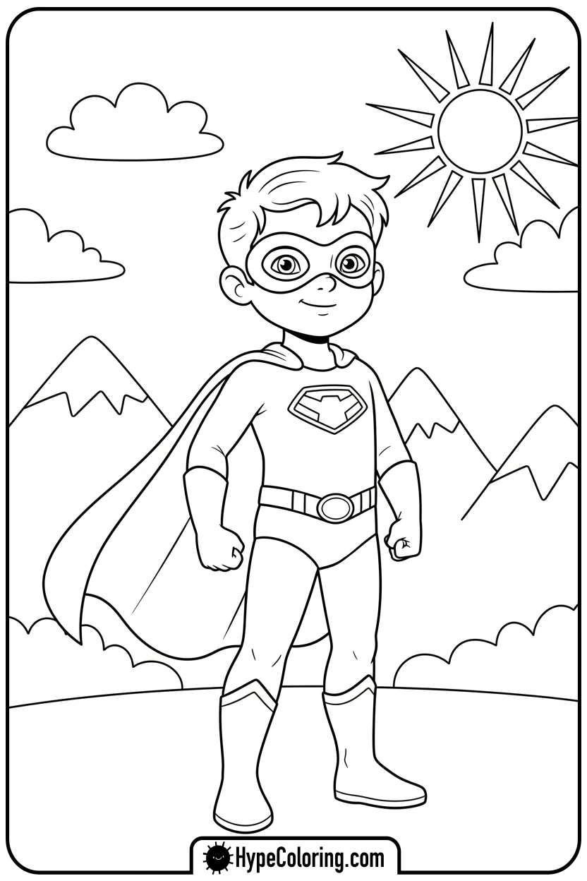 Click to download PDF child-as-superhero - mental health coloring pages