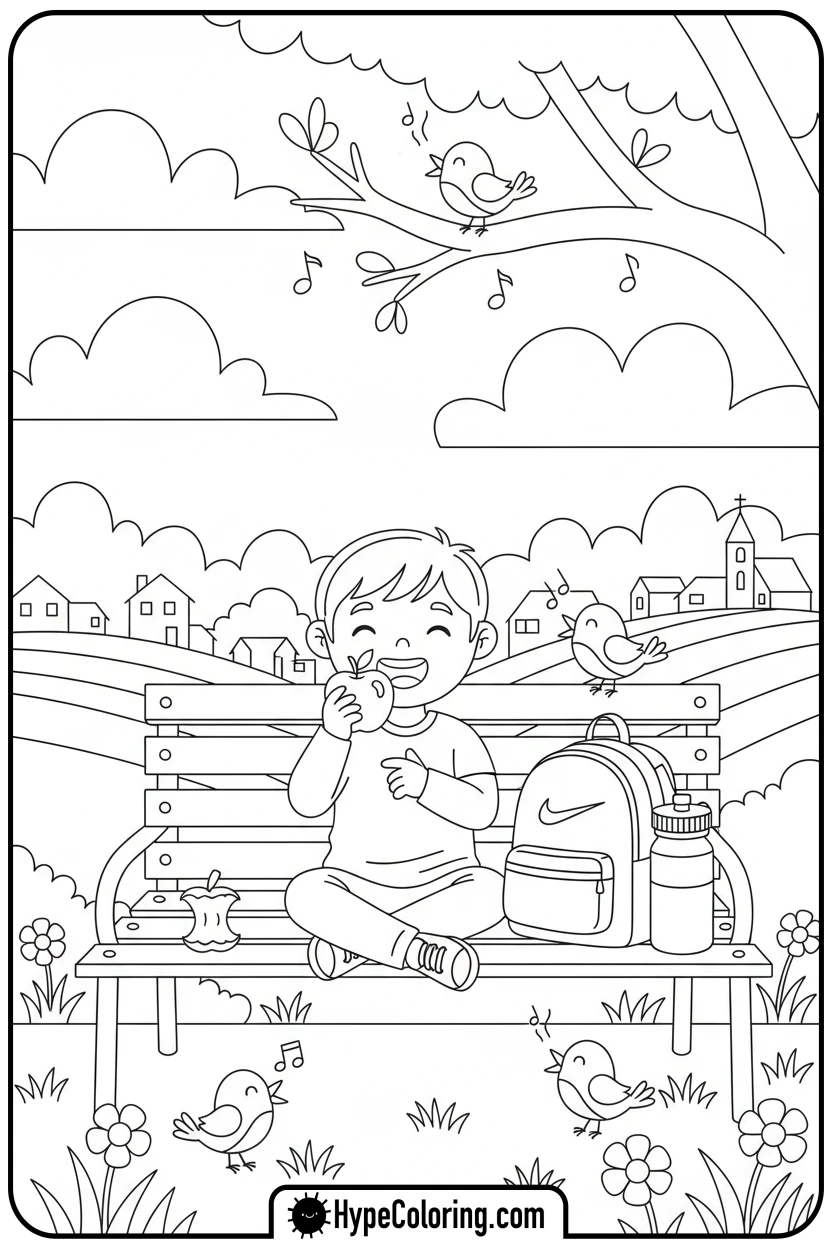 child-with-nike-backpack - nike coloring pages