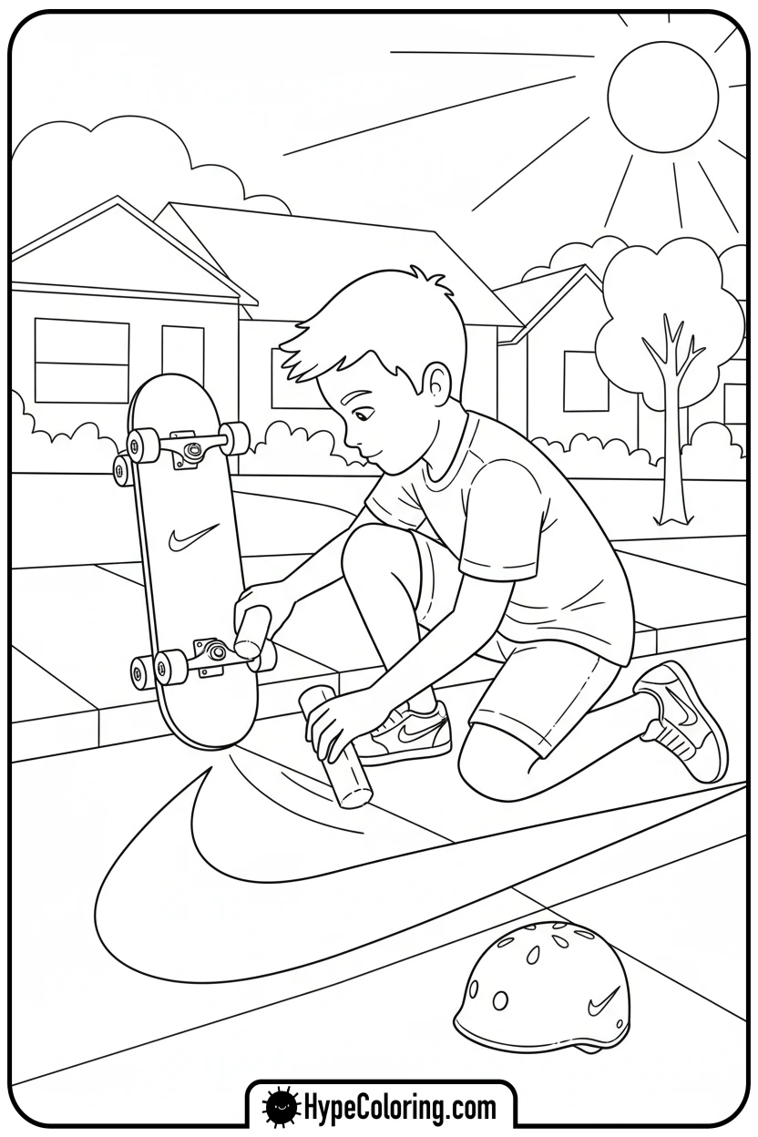 child-drawing-nike-swoosh - nike coloring pages